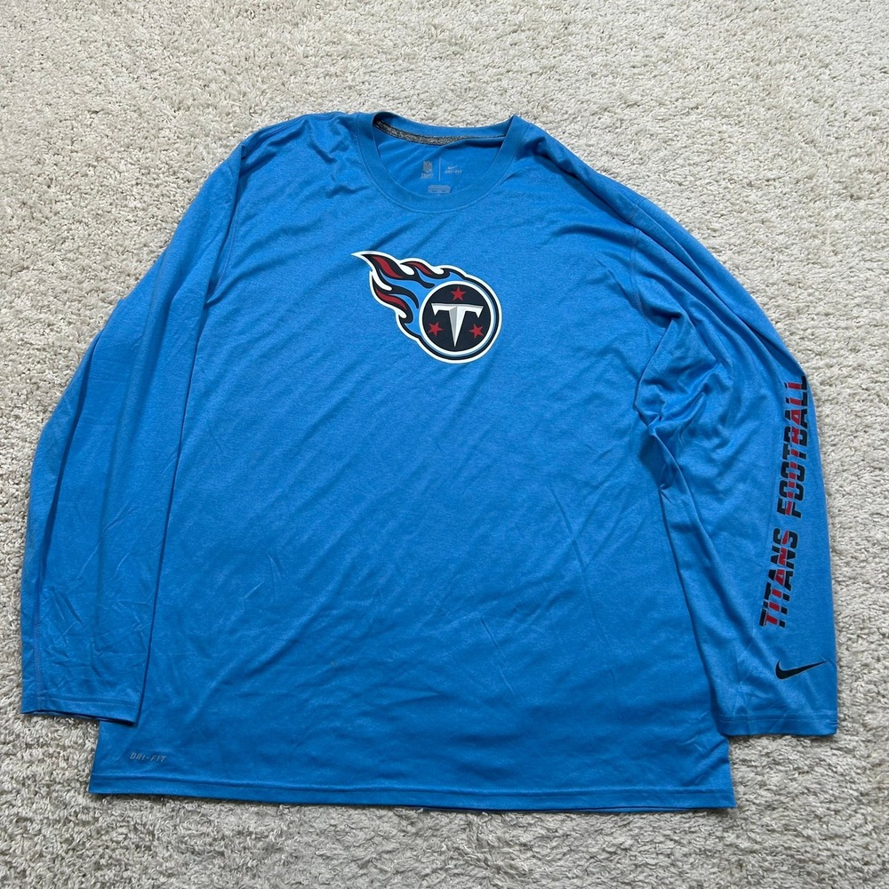 Nike Tennessee Titans Shirt 3XL Blue Long Sleeve Dri-FIT Football Mens